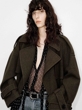 Merino Wool Belted Coat Versatile Daily Layer High Collar Options