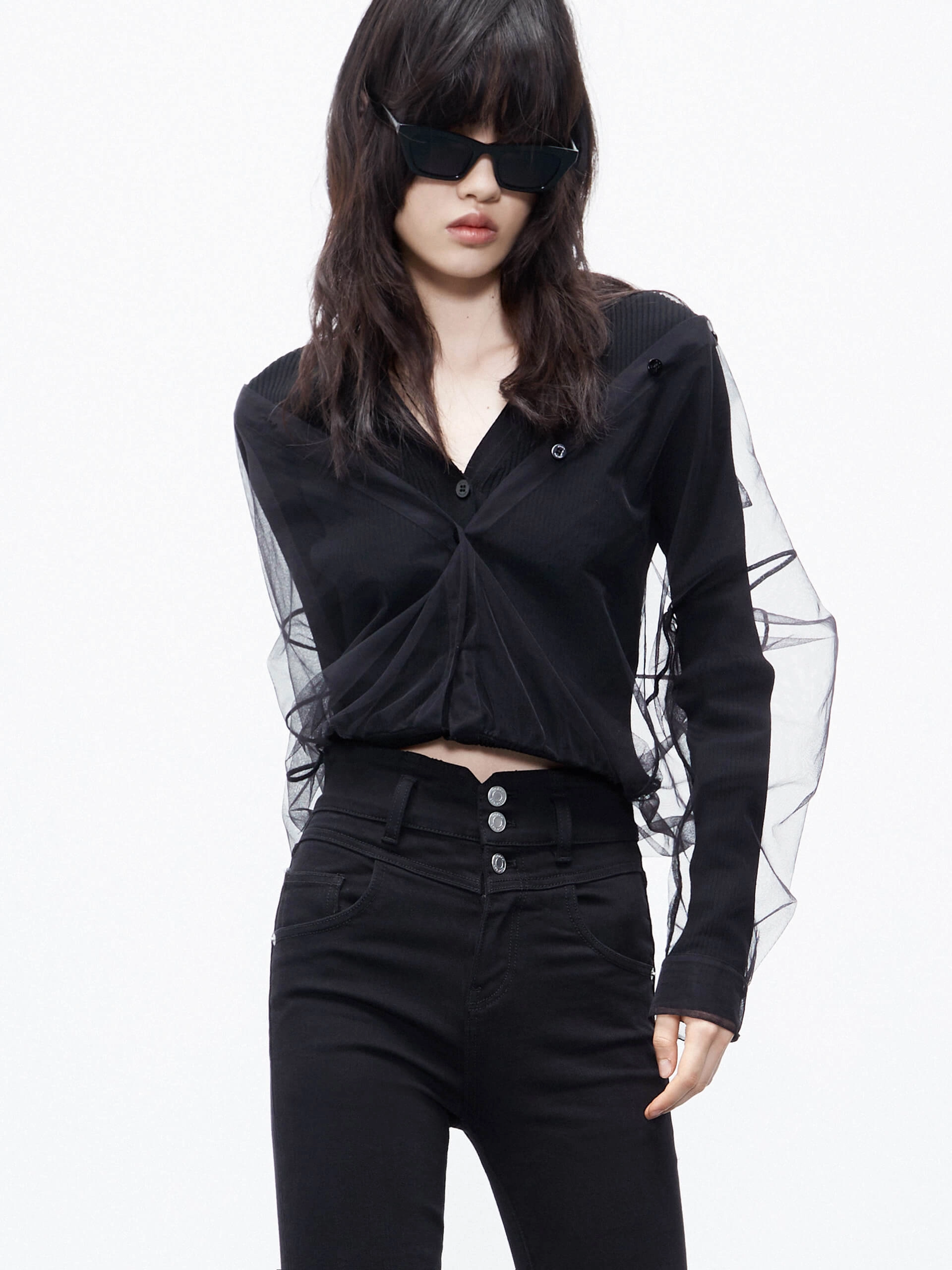 Layered Details Knit Top CompressionFit Layered Hemline