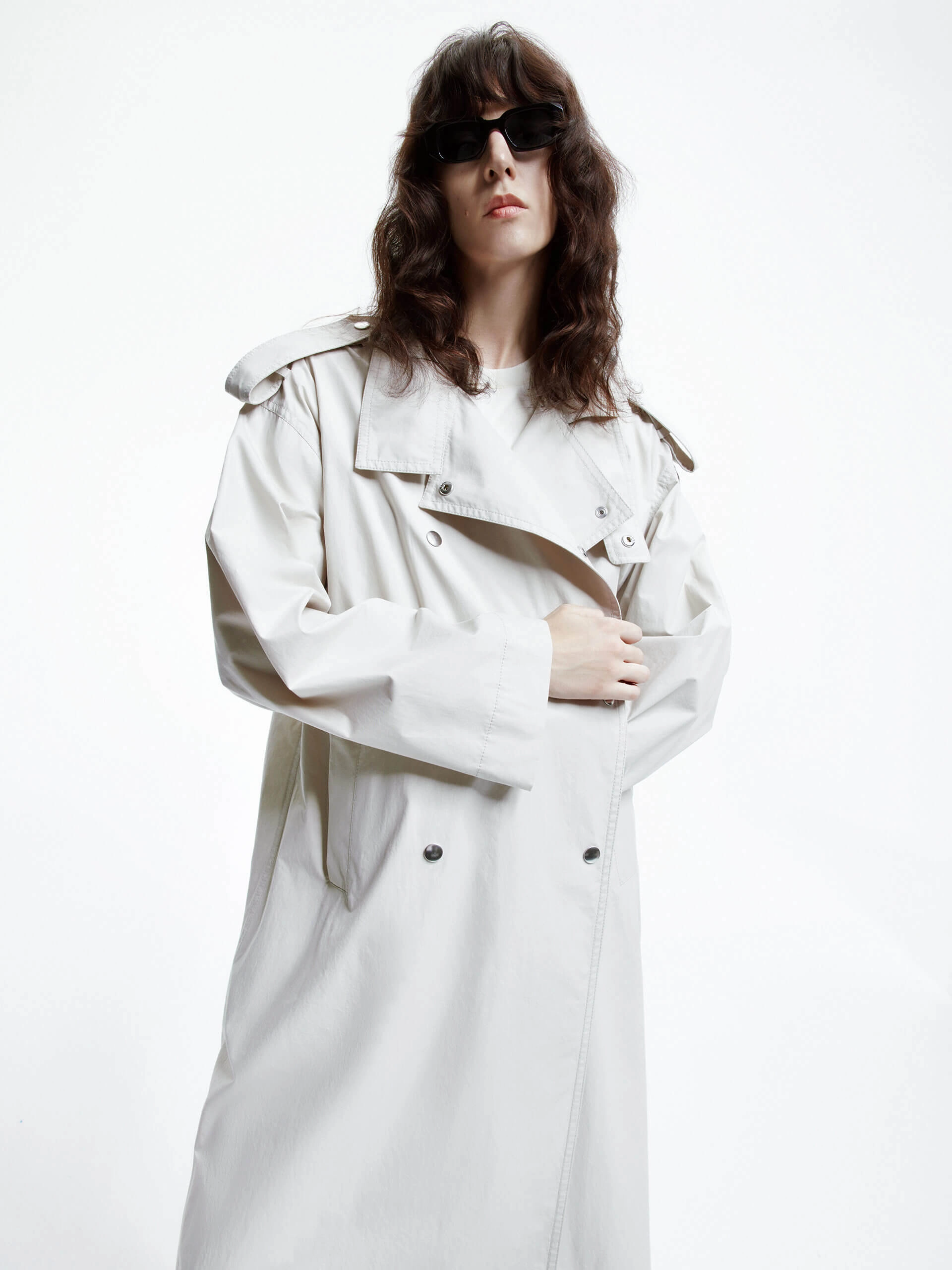 Fleece Lined Interior EasyClean Coating Back Slit Trench Coat