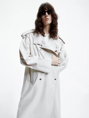 Fleece Lined Interior EasyClean Coating Back Slit Trench Coat