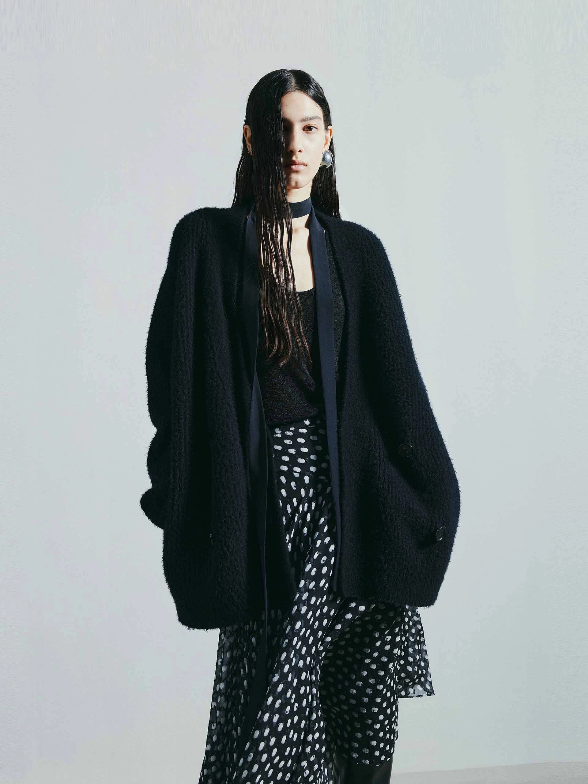 Wool Blend Mid Knit Cardigan Breathable Hoodie AntiMicrobialLining