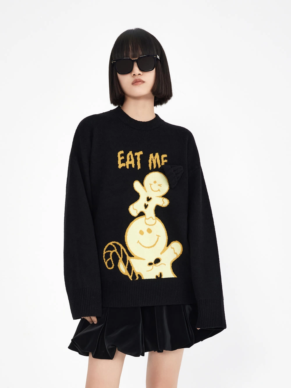 Loose Cartoon Print Sweater Lightweight Knit