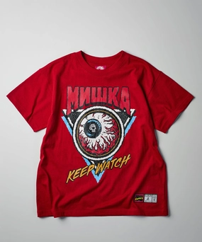 Multi Pocket Configuration Mishka Keep Watch Embroidered Short Sleeve Tee - Red