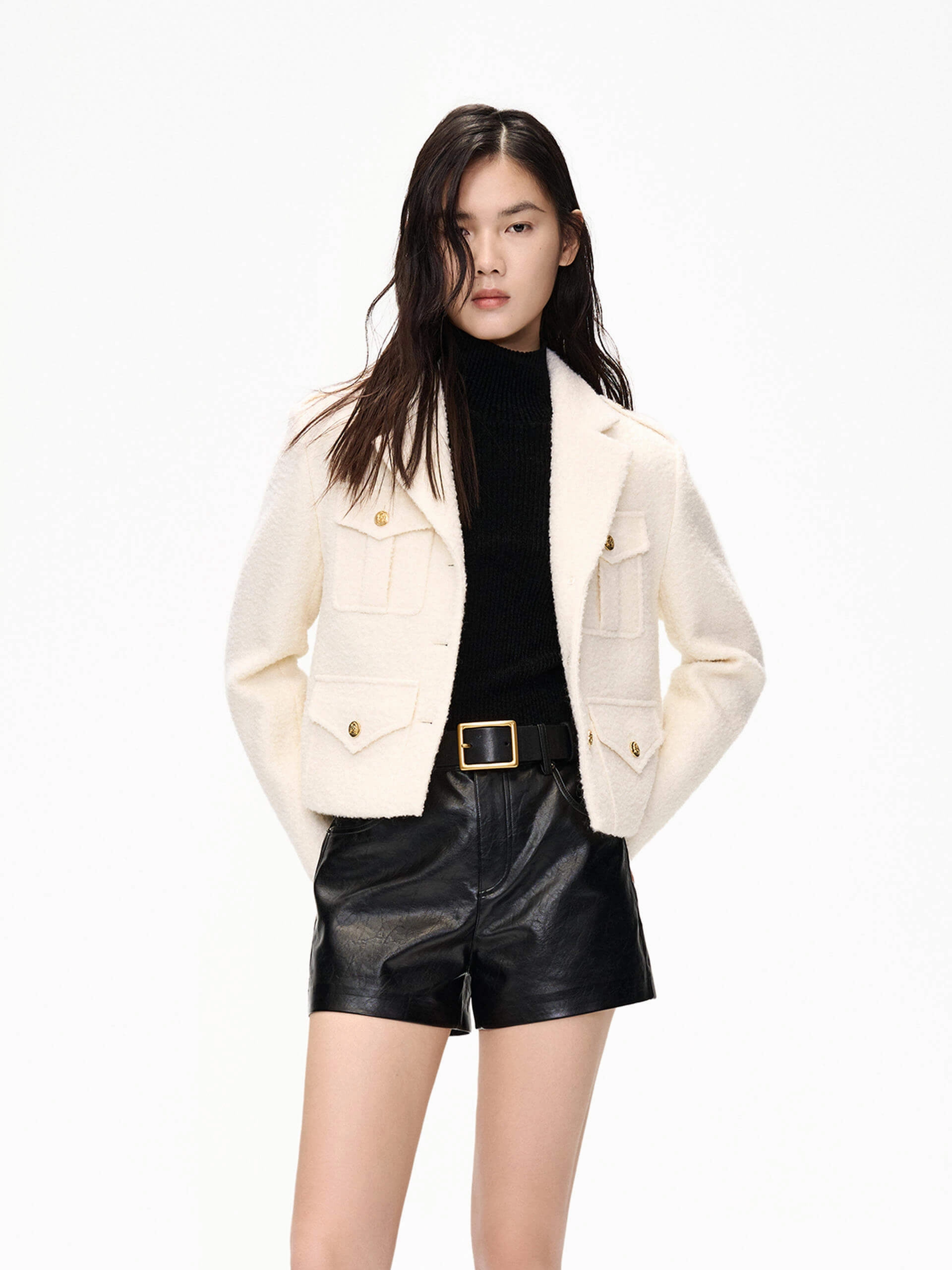 LayeredPanel Trendy Cardigan Boxy Fit Tweed Jacket