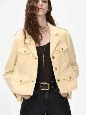 MidweightKnit Boxy Fit Tweed Jacket