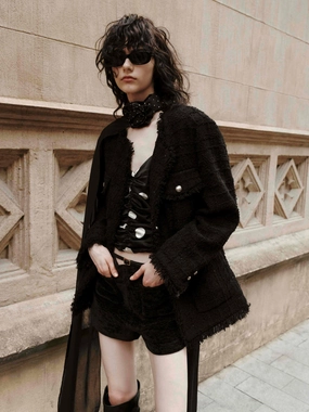 Eco Conscious Production Raw Details Tweed Jacket