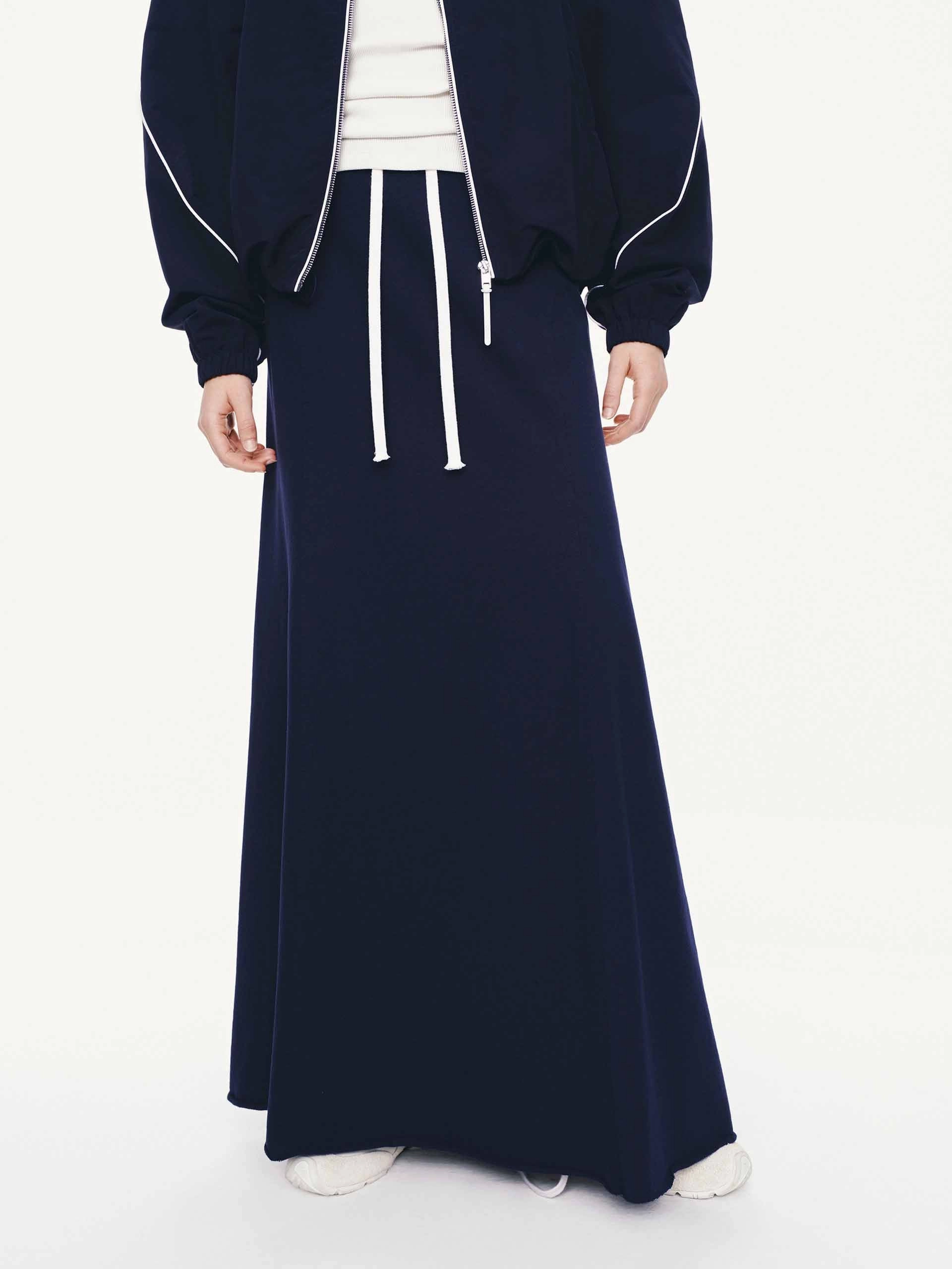 Raw Hem Drawstring Skirt Flexible Waistband