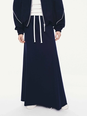 Raw Hem Drawstring Skirt Comfortable Fit Look