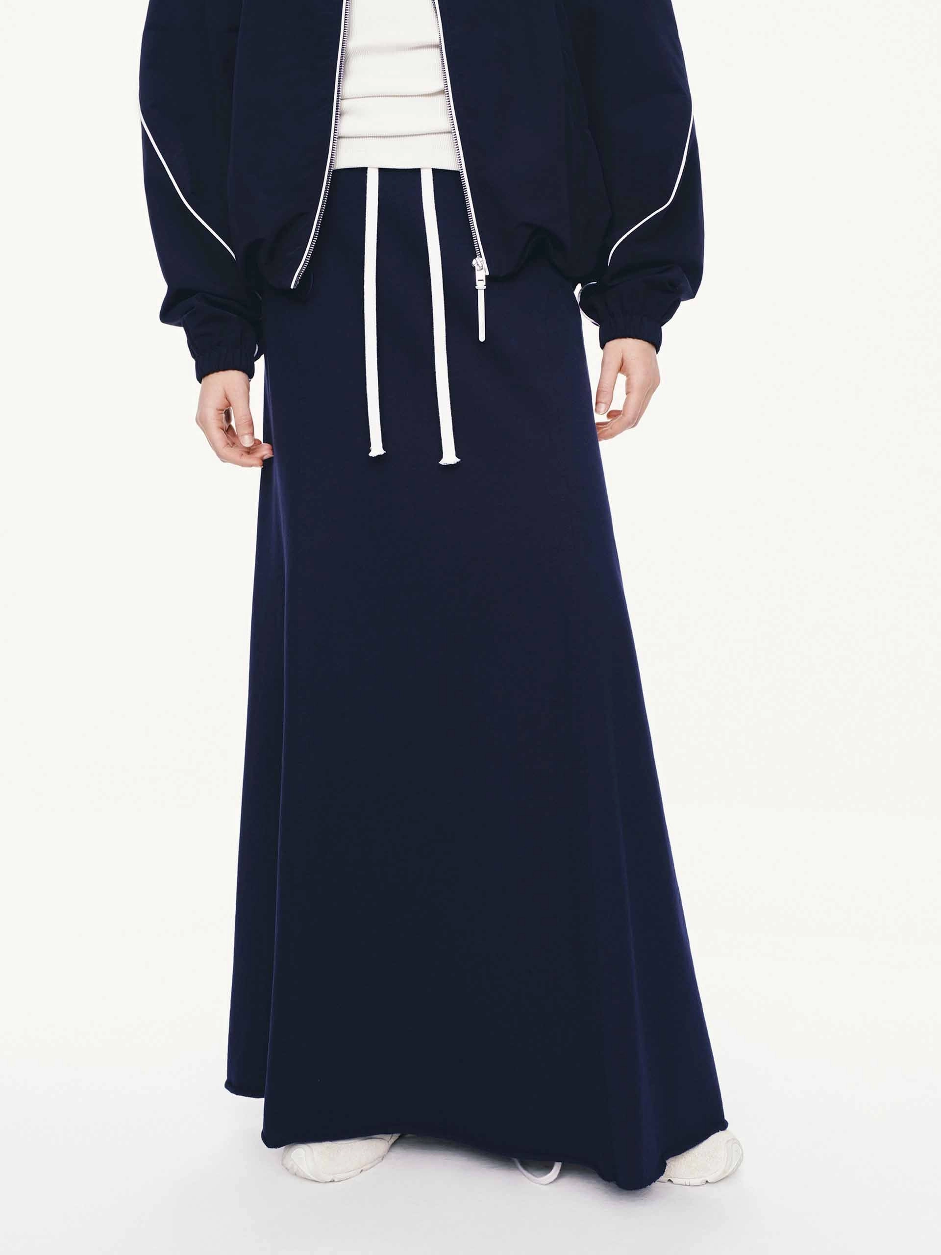 Raw Hem Drawstring Skirt Light Fabric