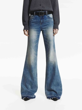 Minimal Wear Raw Hem Flare Jeans