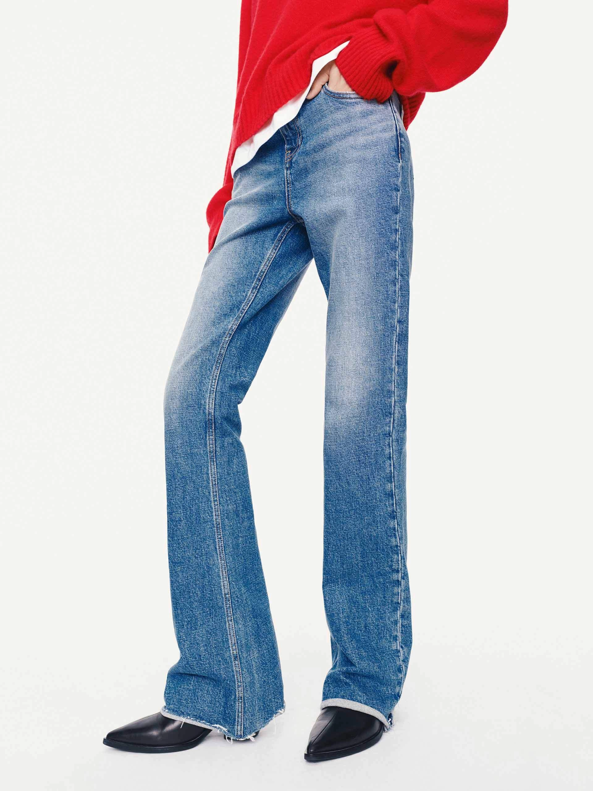 Anytime Wear Raw Hem Flared Jeans