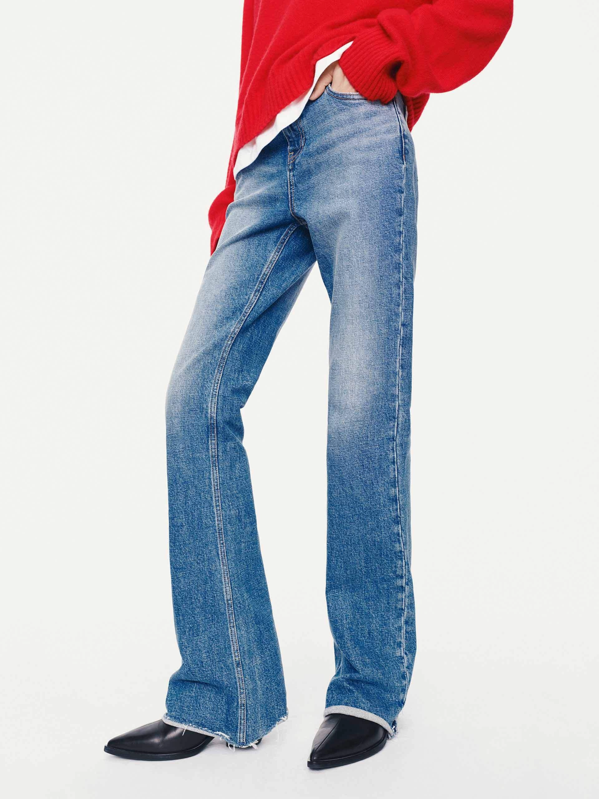 Raw Hem Flared Jeans Comfort Wear Date Night Sustainable