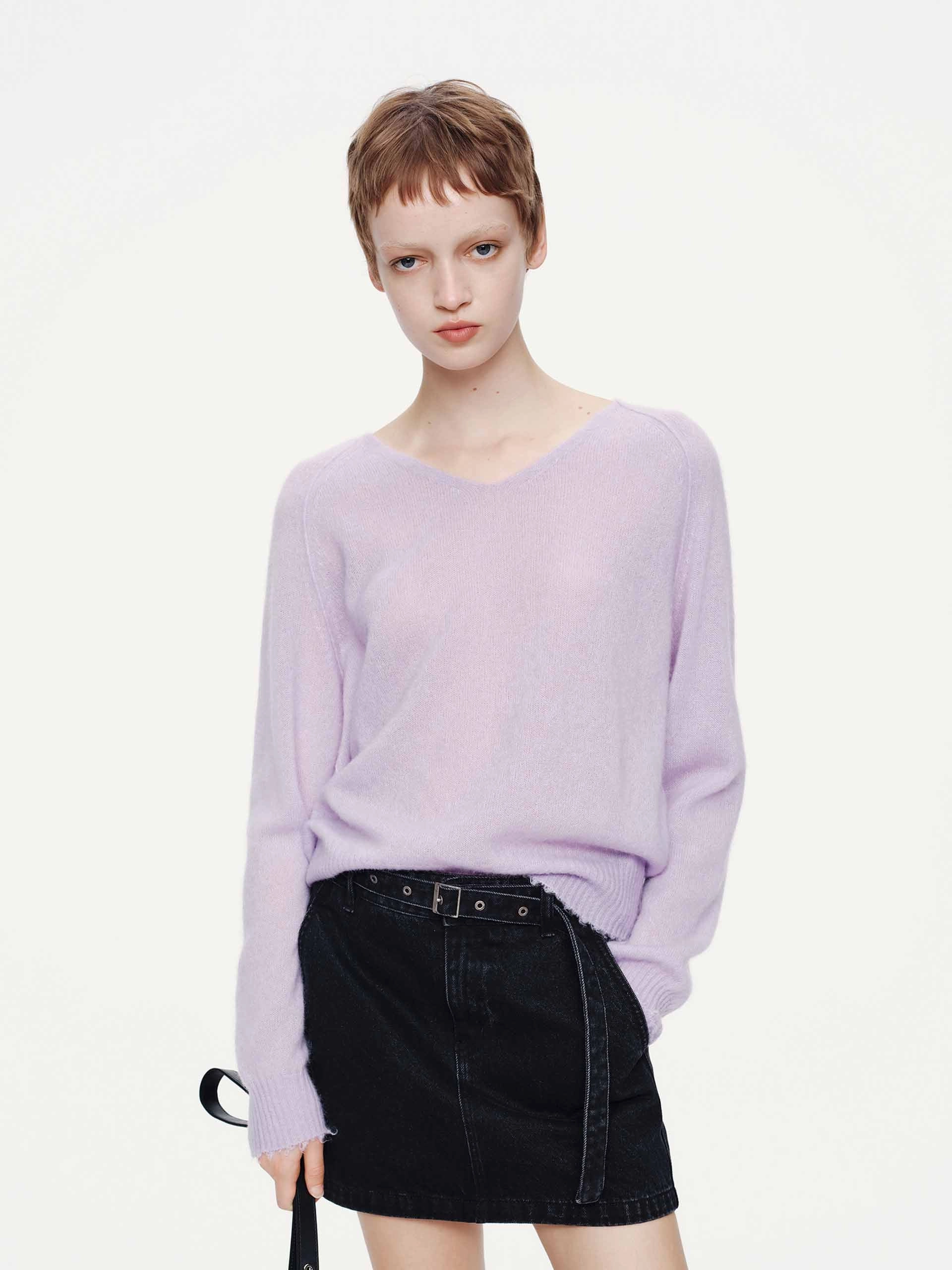 Raw Hem V-neck Sweater Tear Resistant Reinforcement Friction Resistant Finish