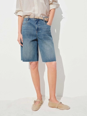 Tear Resistant Minimalist Design Raw Hem Wash Denim Shorts