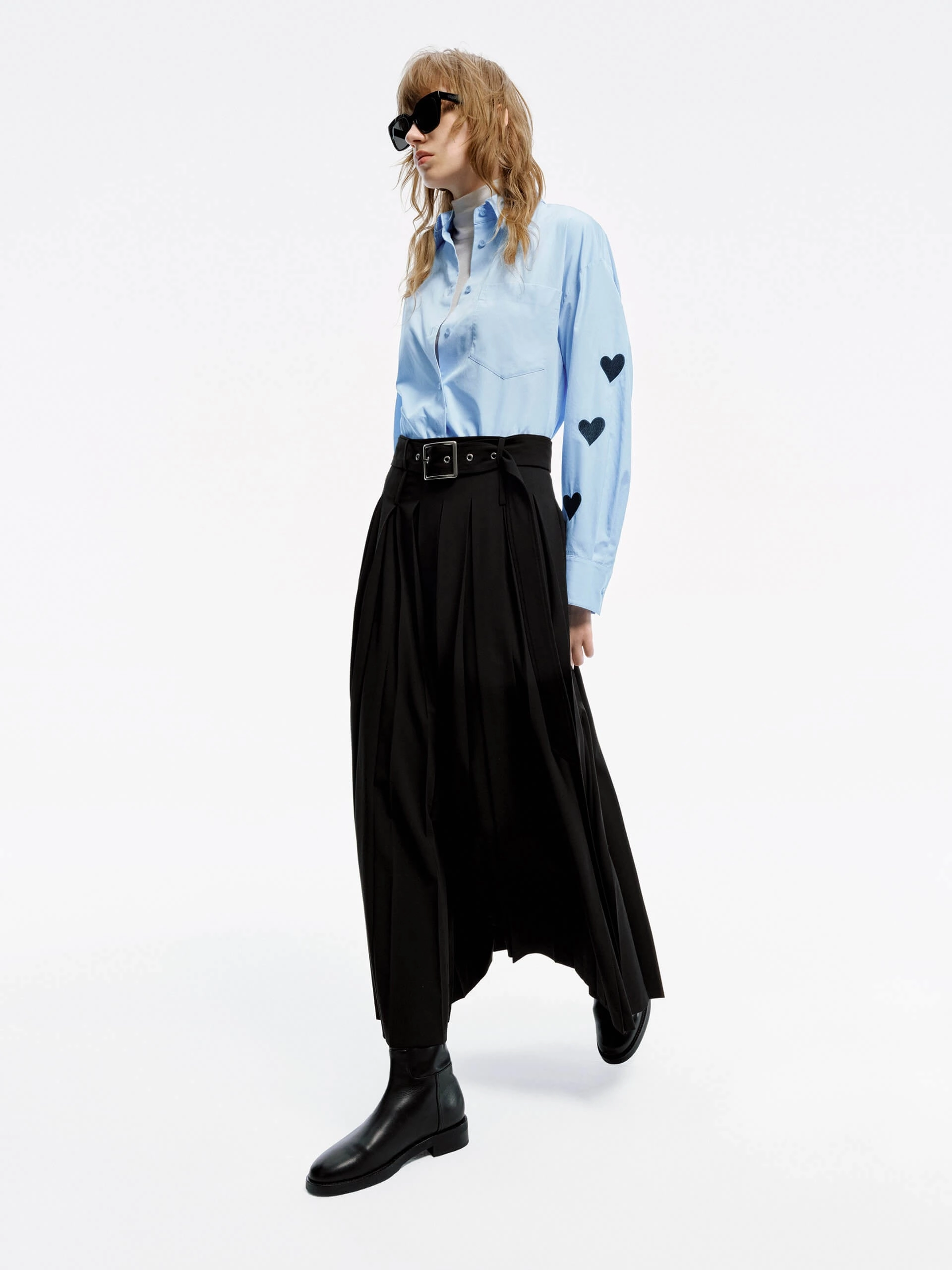 Recycled Polyester Blend Rugged Wear Include Belt Maxi Skirt
