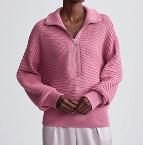 Dynamic Ventilation Panels Tara Pointelle Half Zip In Foxglove