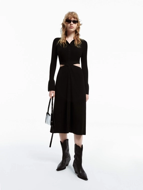 Grace Soft Wrinkle-Free-Finish Cutout Waist Midi Dress