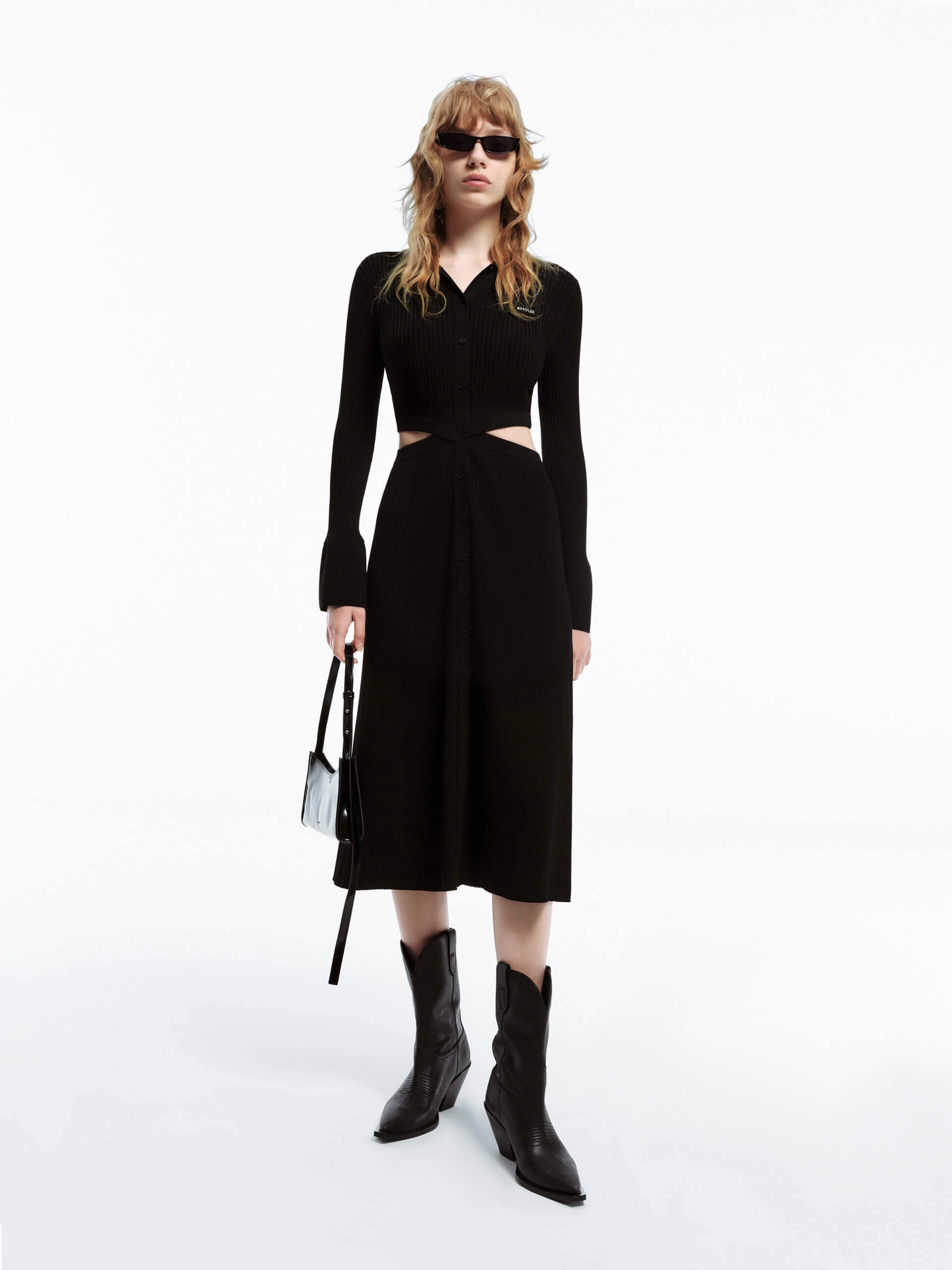 Street Ease Cutout Waist Midi Dress