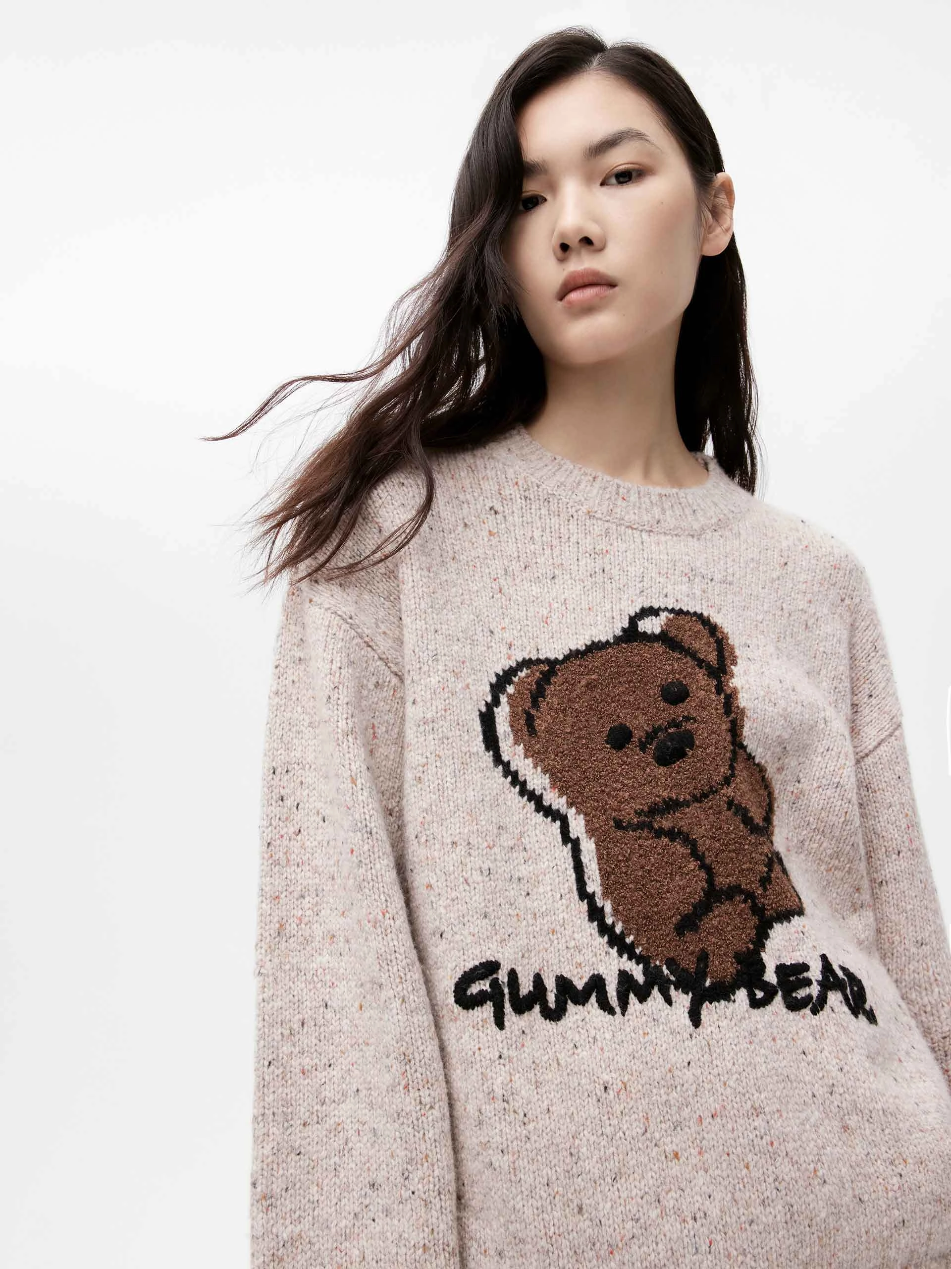 Oversized Wool-blend Cartoon Pullover Simple Dress