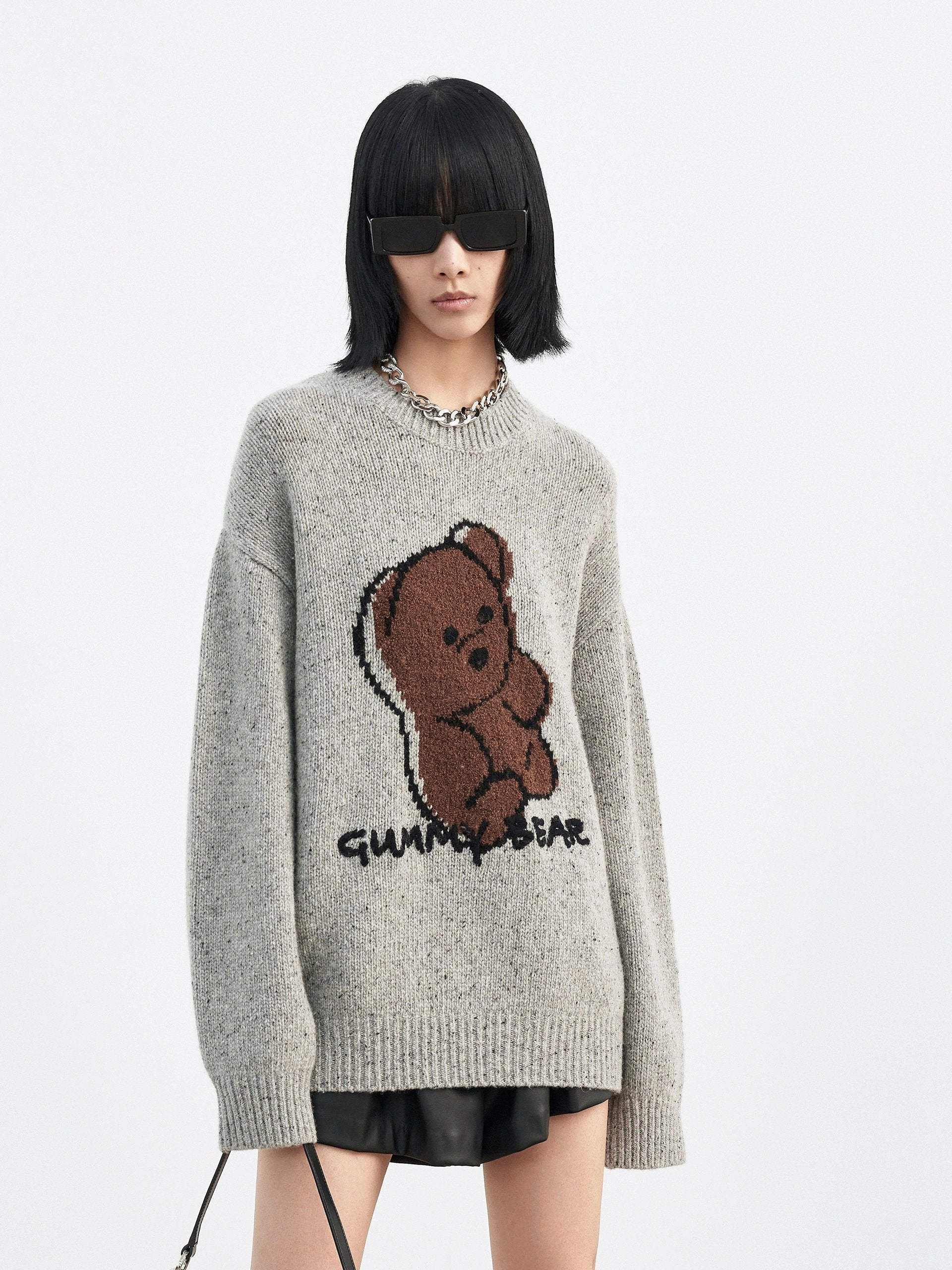 Oversized Wool-blend Cartoon Pullover Airflow Vents