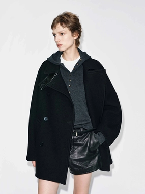 Hidden Pocket System Double Breasted Wool Coat