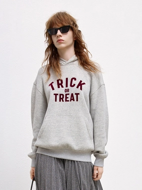 Letter Flocking Hooded Sweatshirt Relaxed Hoodie