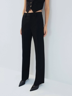 Tailored Straight Wool Pants FrictionResistantEdging