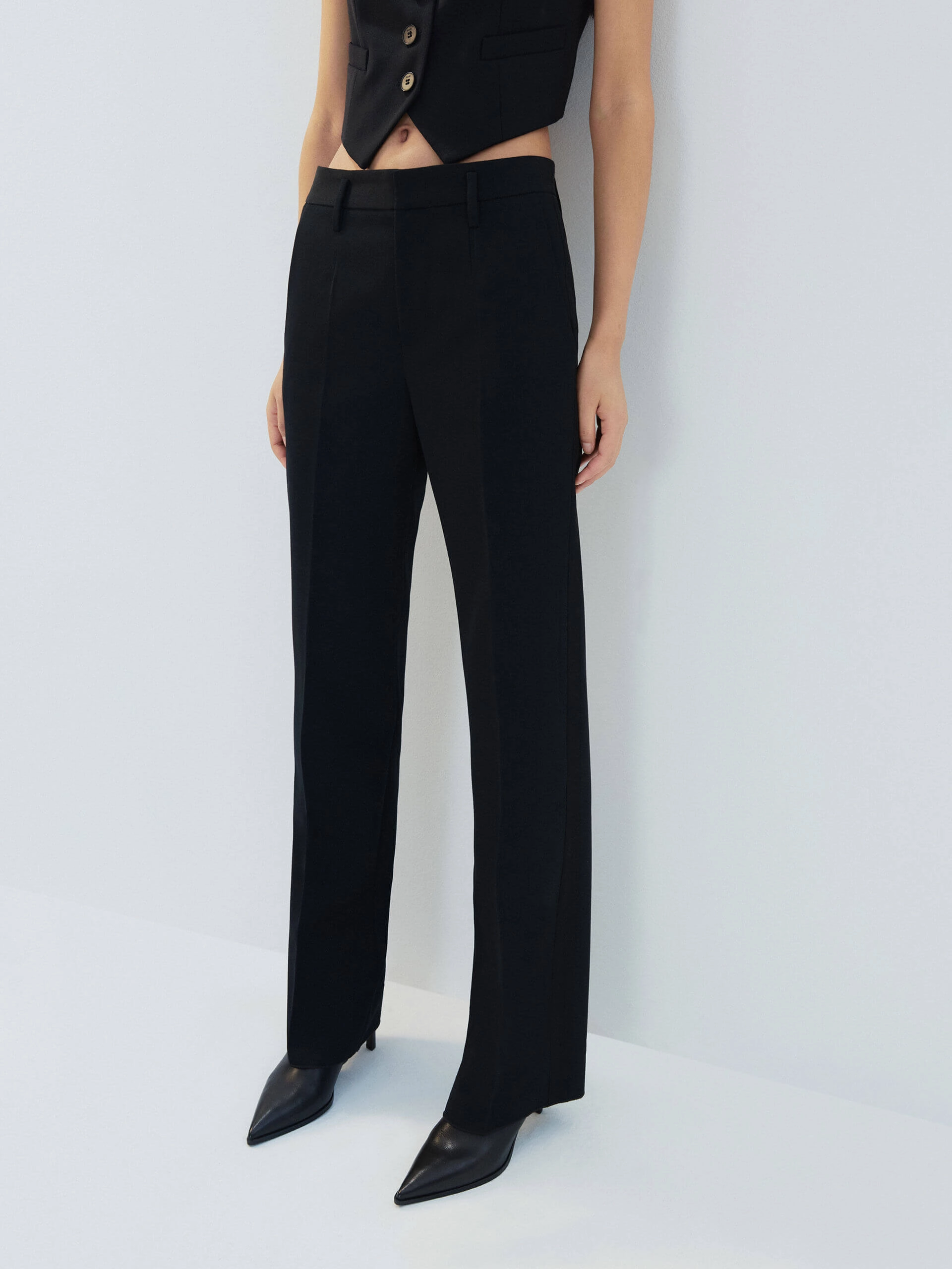 Flexibility Fit Sleek Appearance Tailored Straight Wool Pants