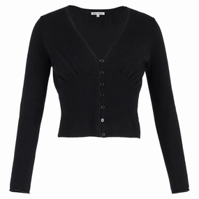Reformation Mercato Cardigan in Black Cashmere Comfy Essentials Reinforced Shoulder Seams