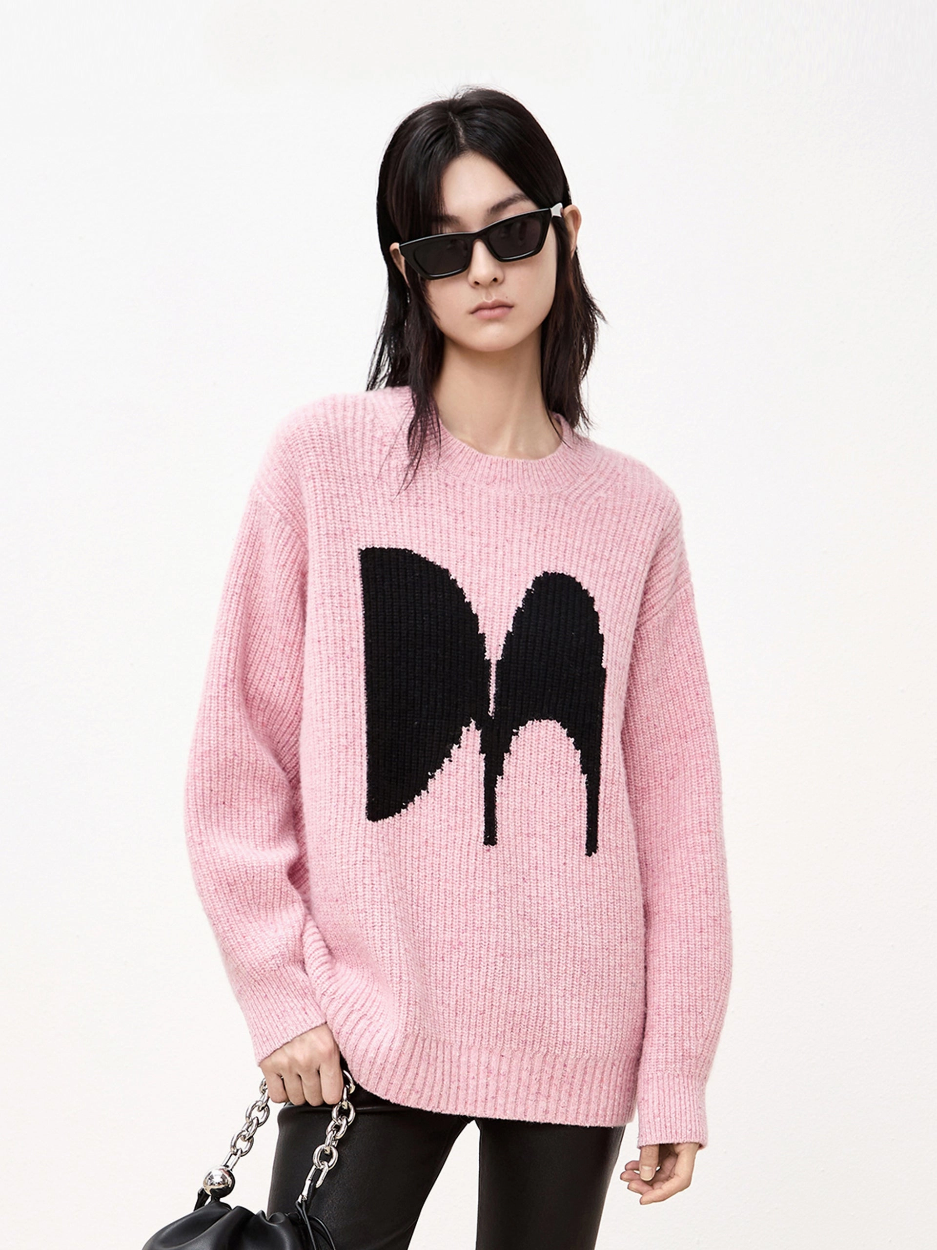 Wool Blend Logo Crewneck Sweater TonalStitching SunProtective