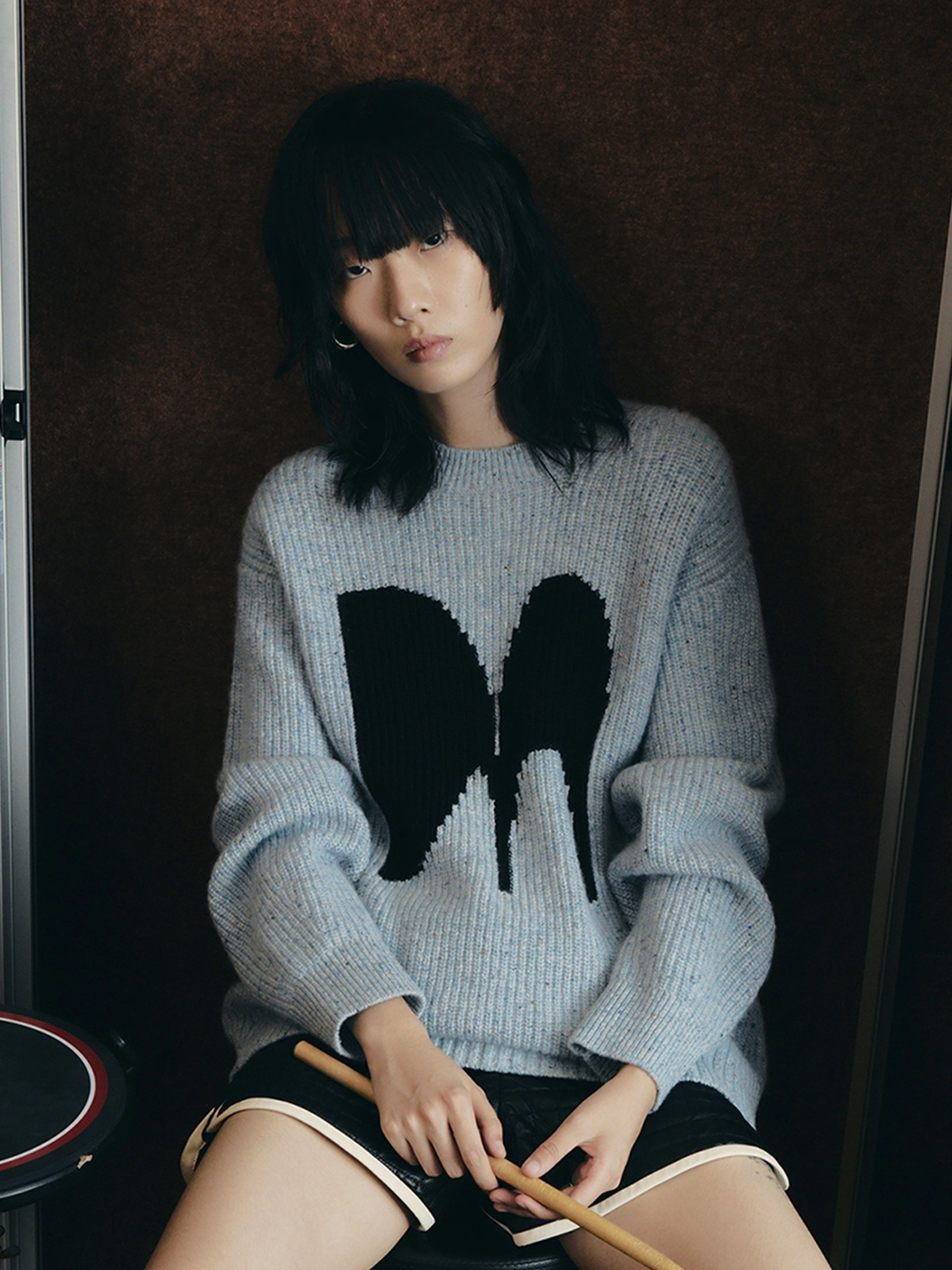 PuckerFree Surface Wool Blend Logo Crewneck Sweater