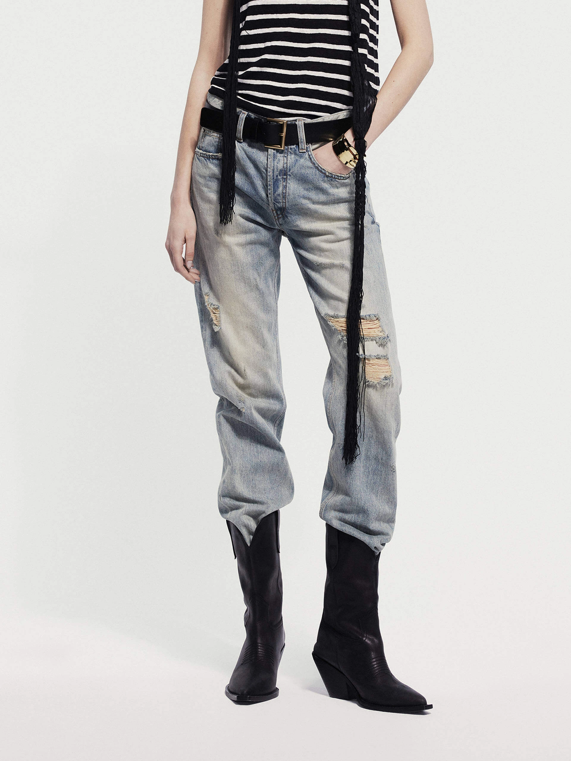Modern Shopping Day Destroyed Straight Leg Jeans