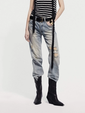 Modern Shopping Day Destroyed Straight Leg Jeans