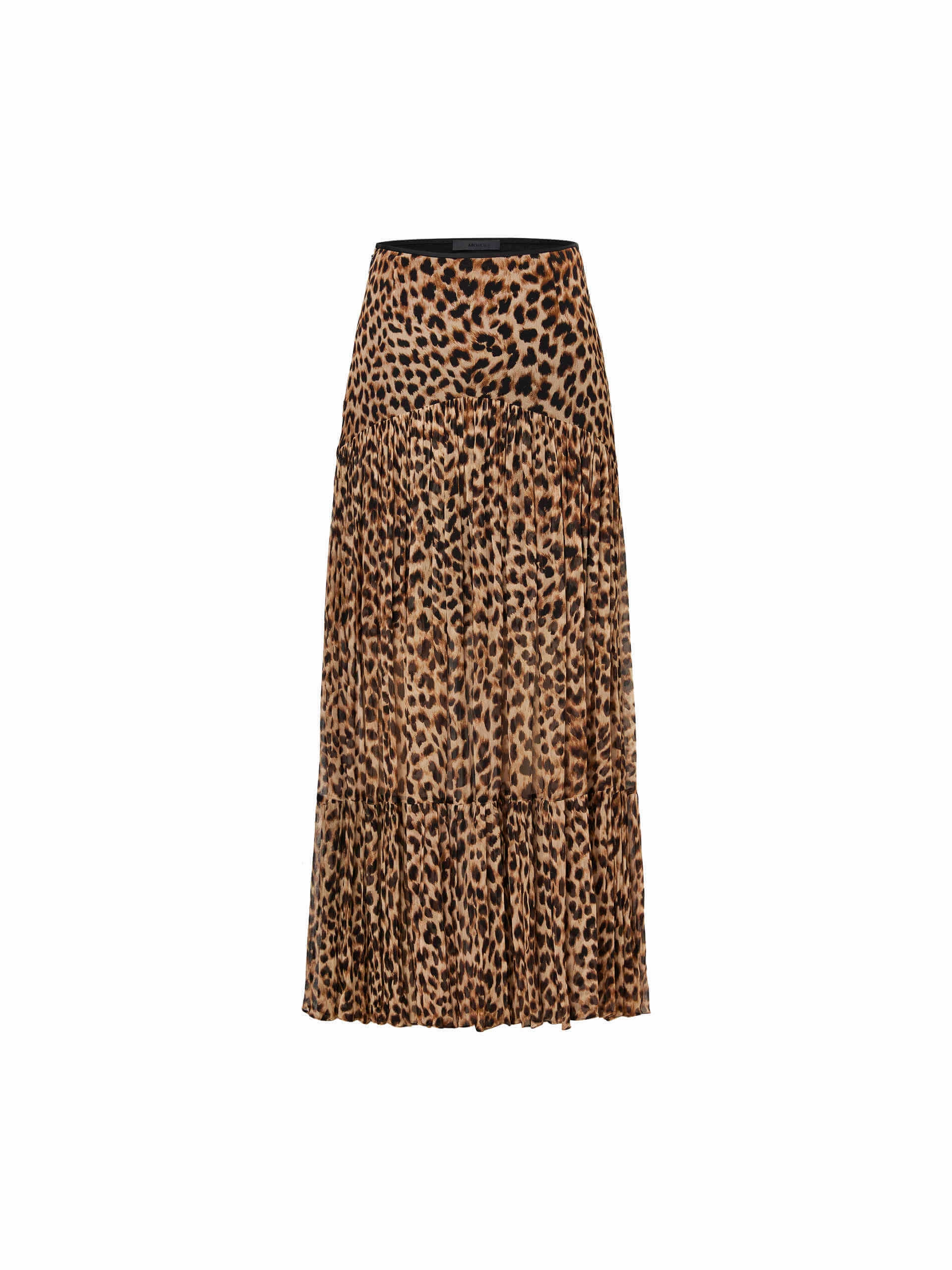 Leopard Print Pleated Skirt OrganicCotton Mid-rise fit