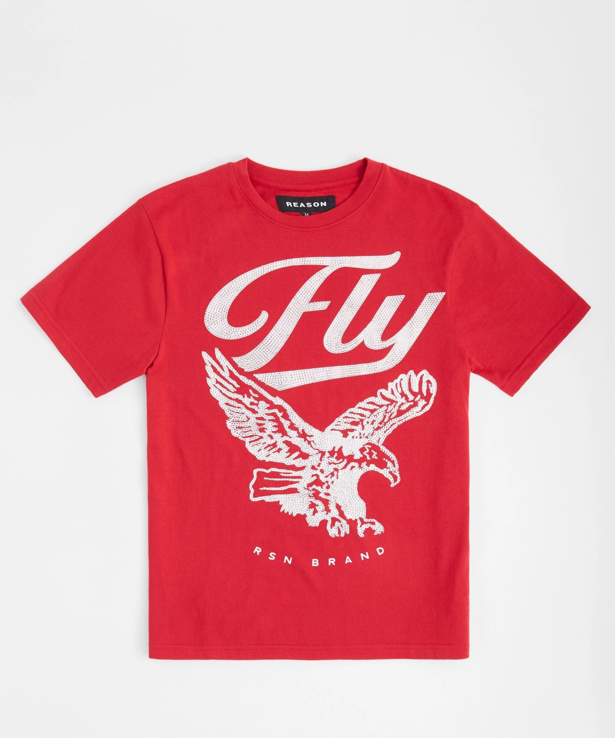 Fly Higher Short Sleeve Tee - Red Metallic Fiber Blend Garment Washed