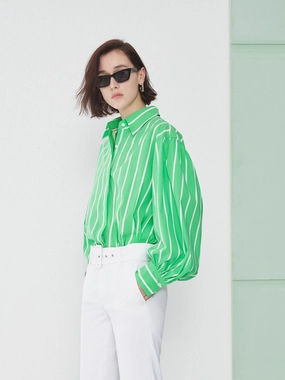 FrenchTerryTexture Relaxed Cotton Blend Shirt