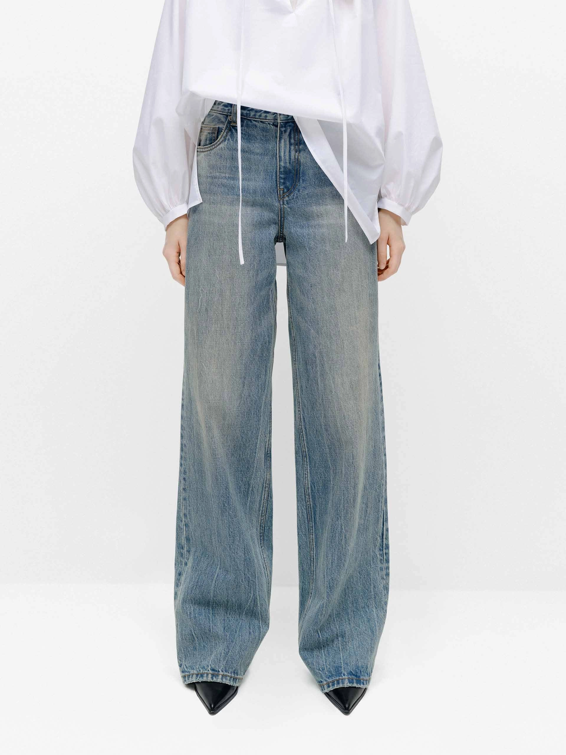 Relaxed Cotton Straight Jeans Style Focus Modern Textured