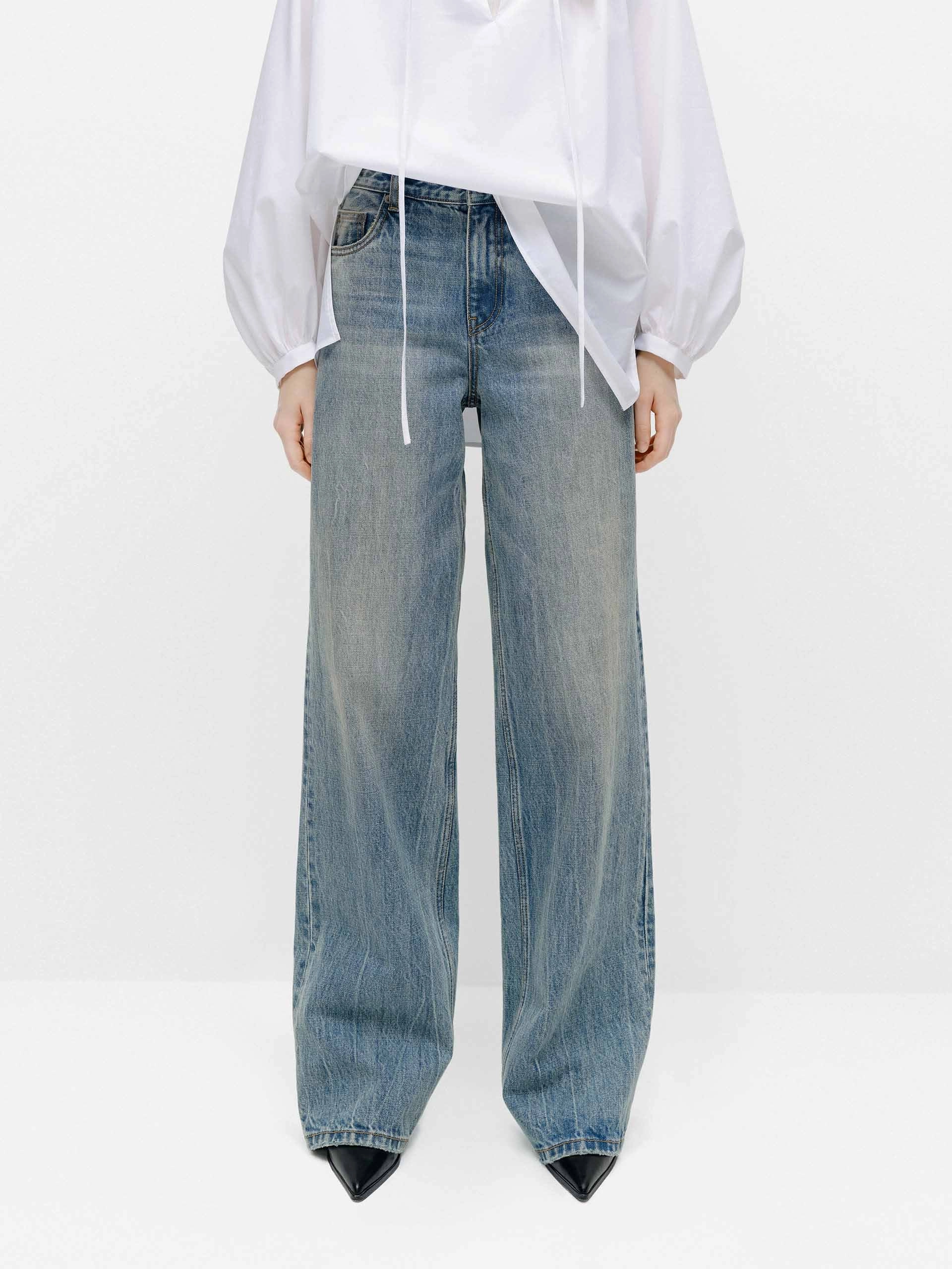 Casual Edge Textured Bold Relaxed Cotton Straight Jeans