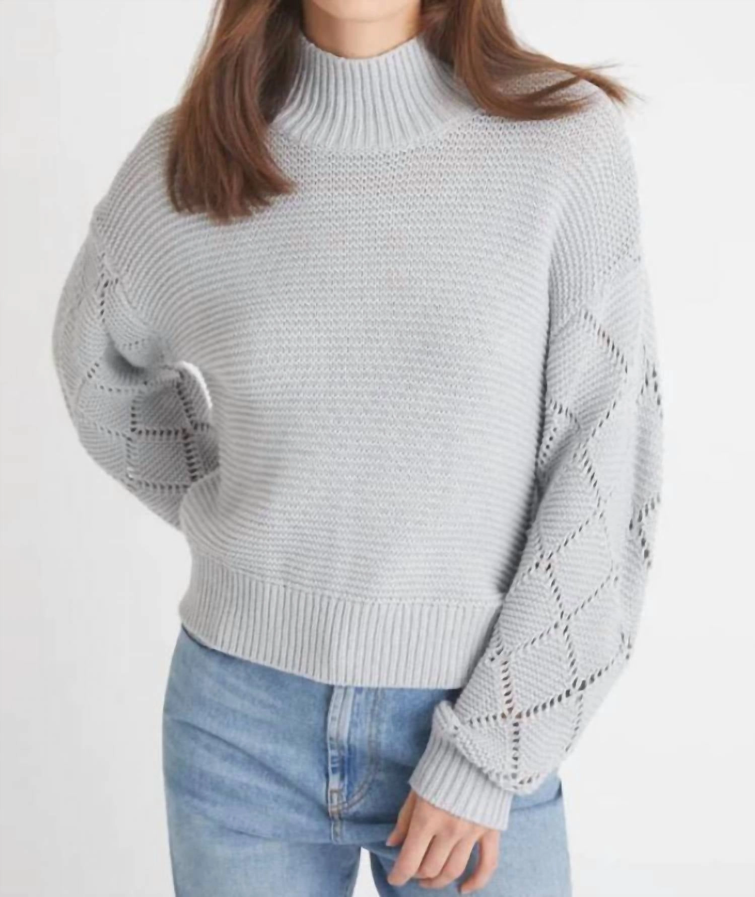 Simple Knit Talia Diamond Stitch Pullover In Iceberg