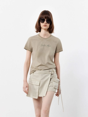 Washed Detail Cotton T-shirt petite size
