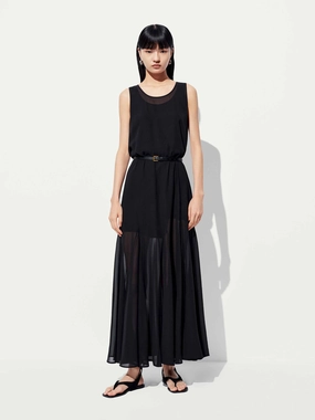 Unisex Option Classic and Modern Include Belt Tulle-paneled Dress