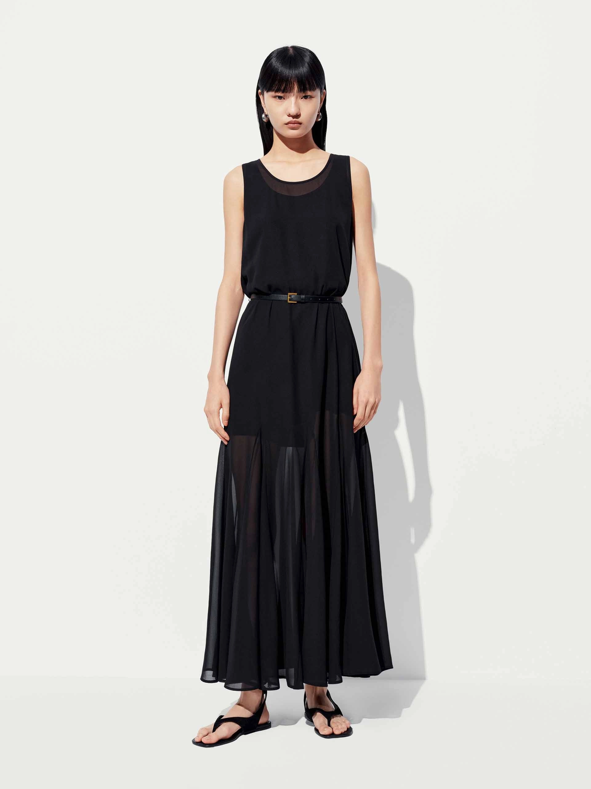 Include Belt Tulle-paneled Dress Quick Outfit City Layer
