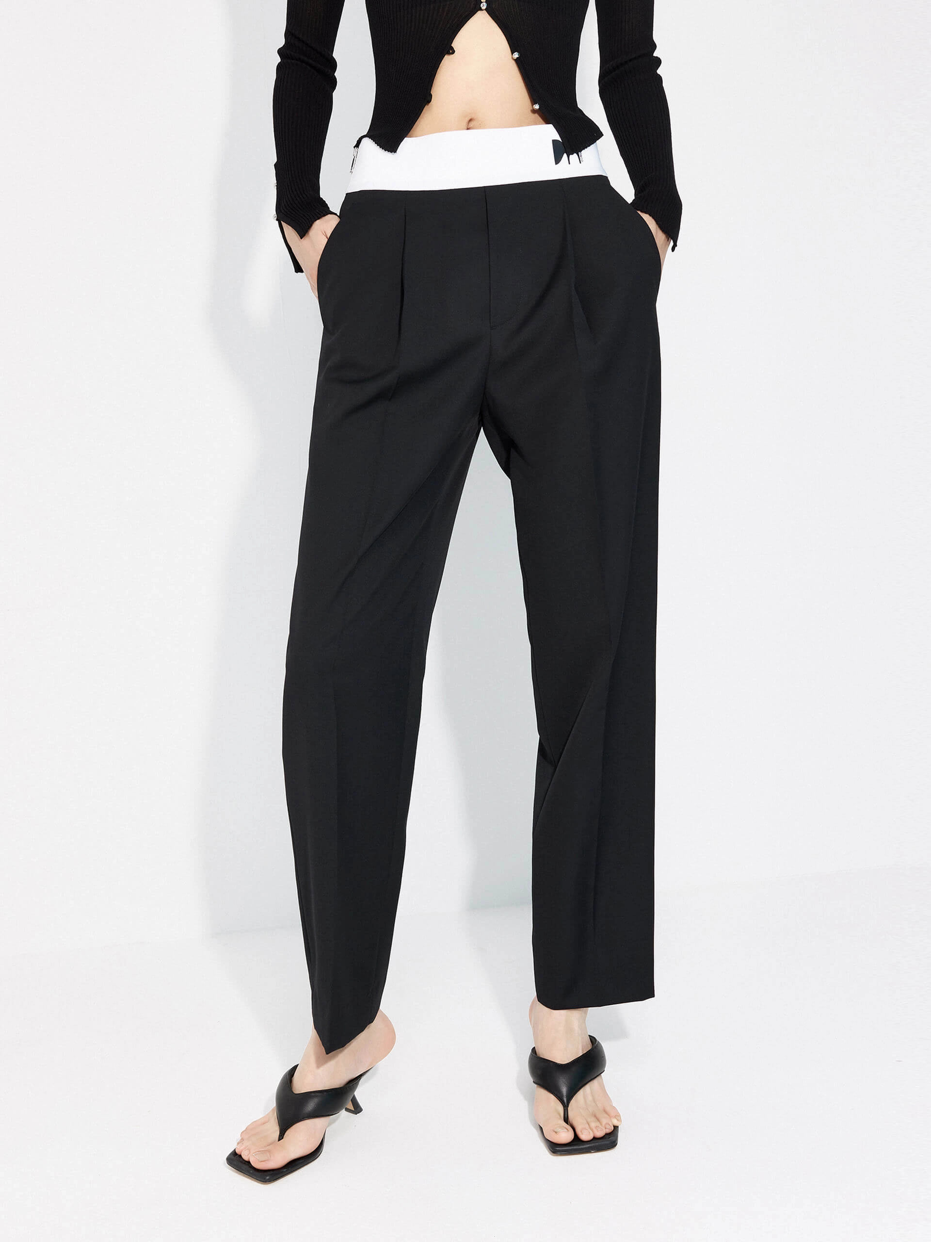 SeamlessPocketDesign Urban appeal Contrasting Details Suit Pants