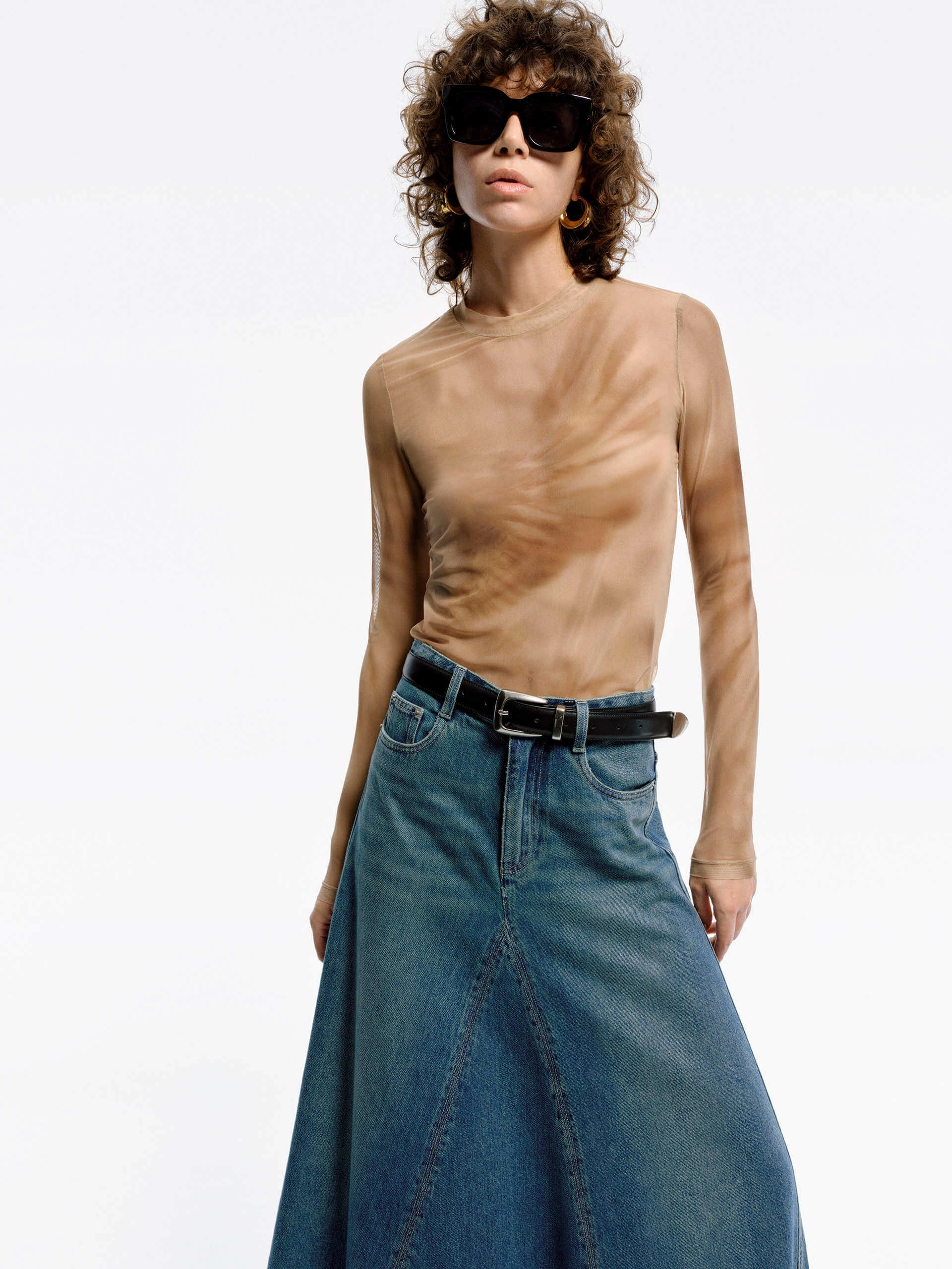 Comfy Stretchy Mesh Top Yarn Dye Stripe