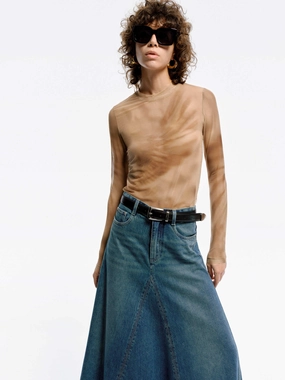 Comfy Stretchy Mesh Top Yarn Dye Stripe
