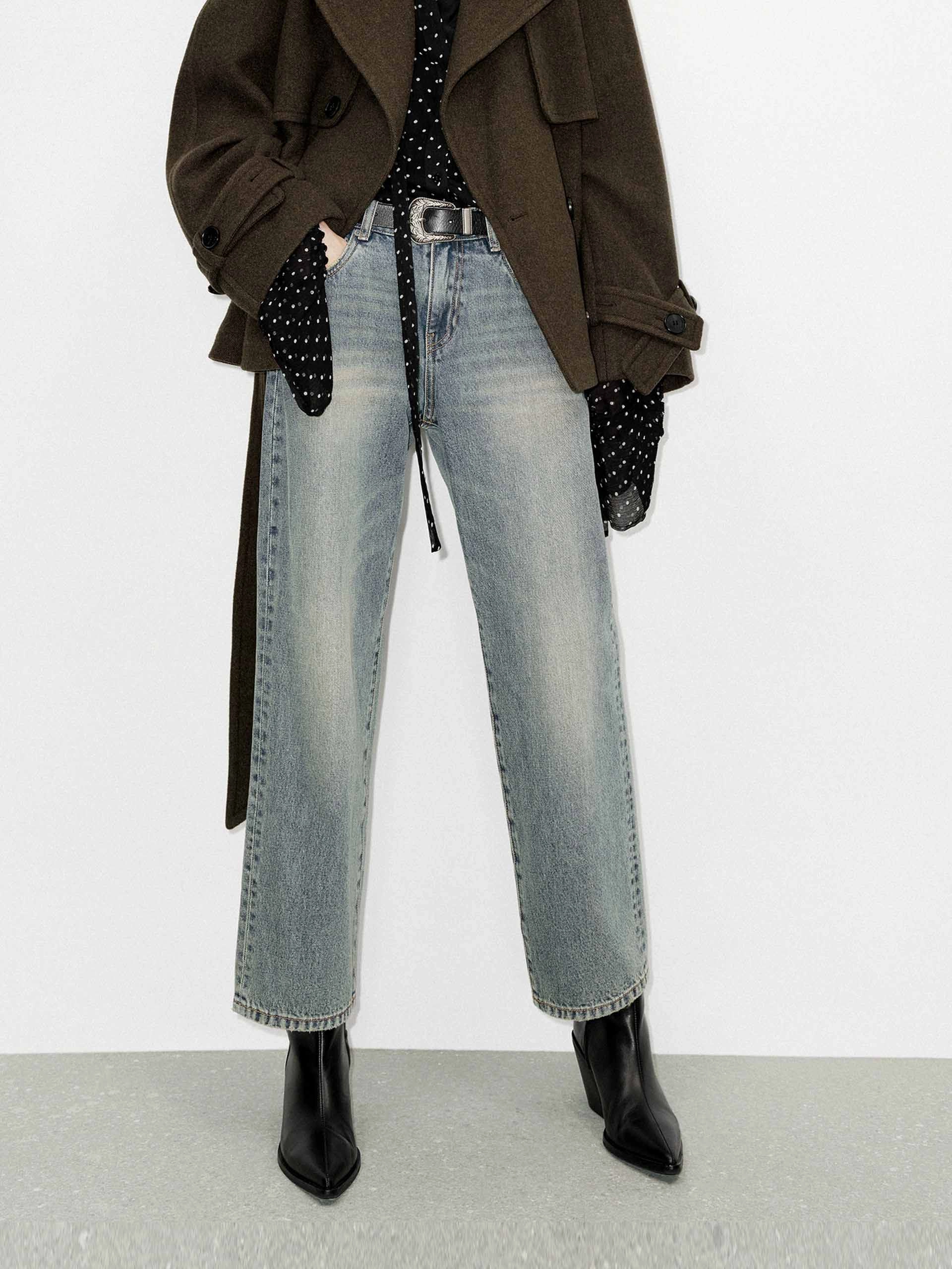 Relaxed Straight Ankle Jeans Comfortable Edge