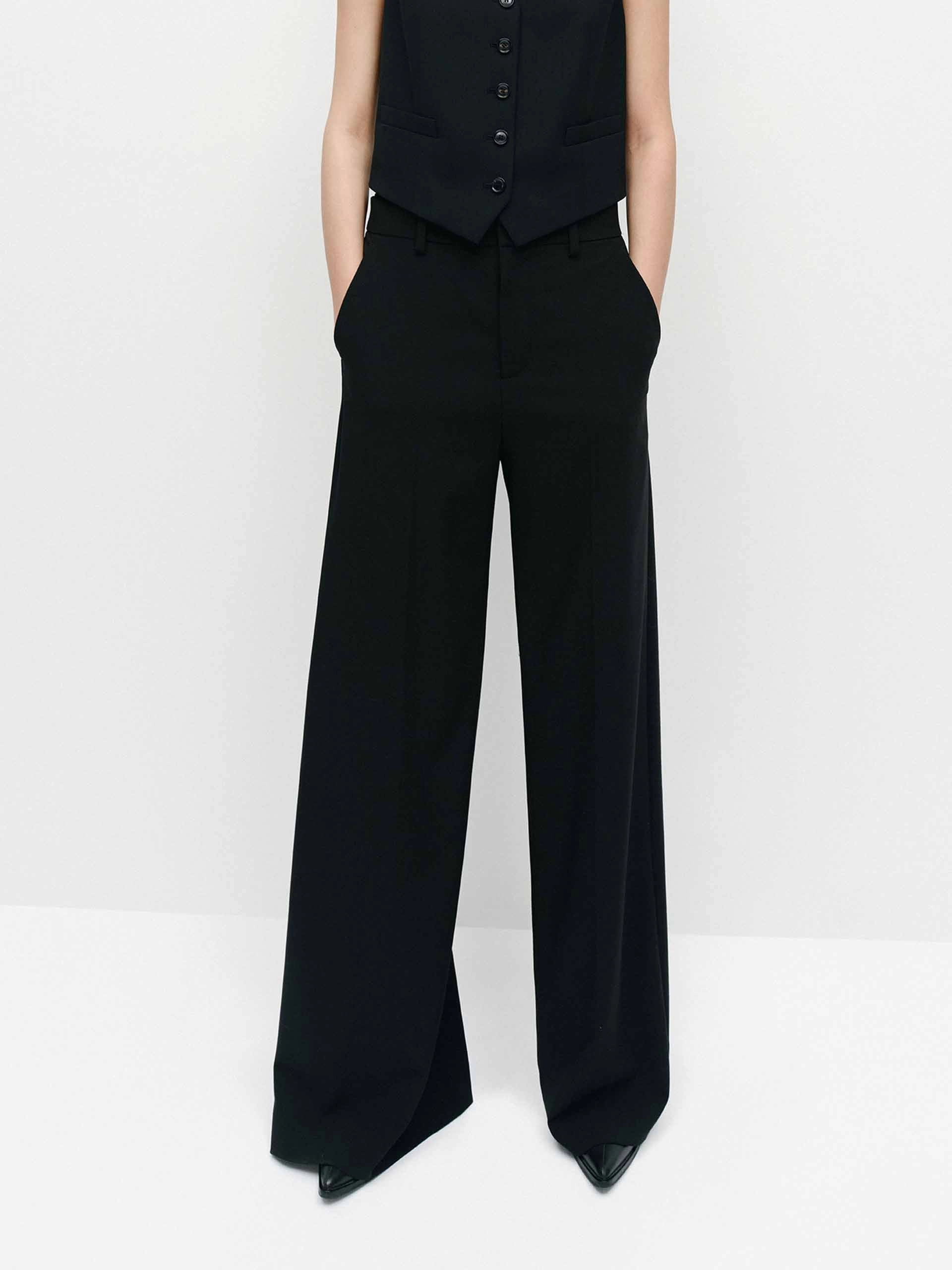 Comfort-First Casual Layer Fit Relaxed Twill Wide Leg Pants