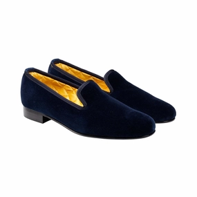 Plain Albert Navy Velvet (Womens) Anti   Vibration Motion control