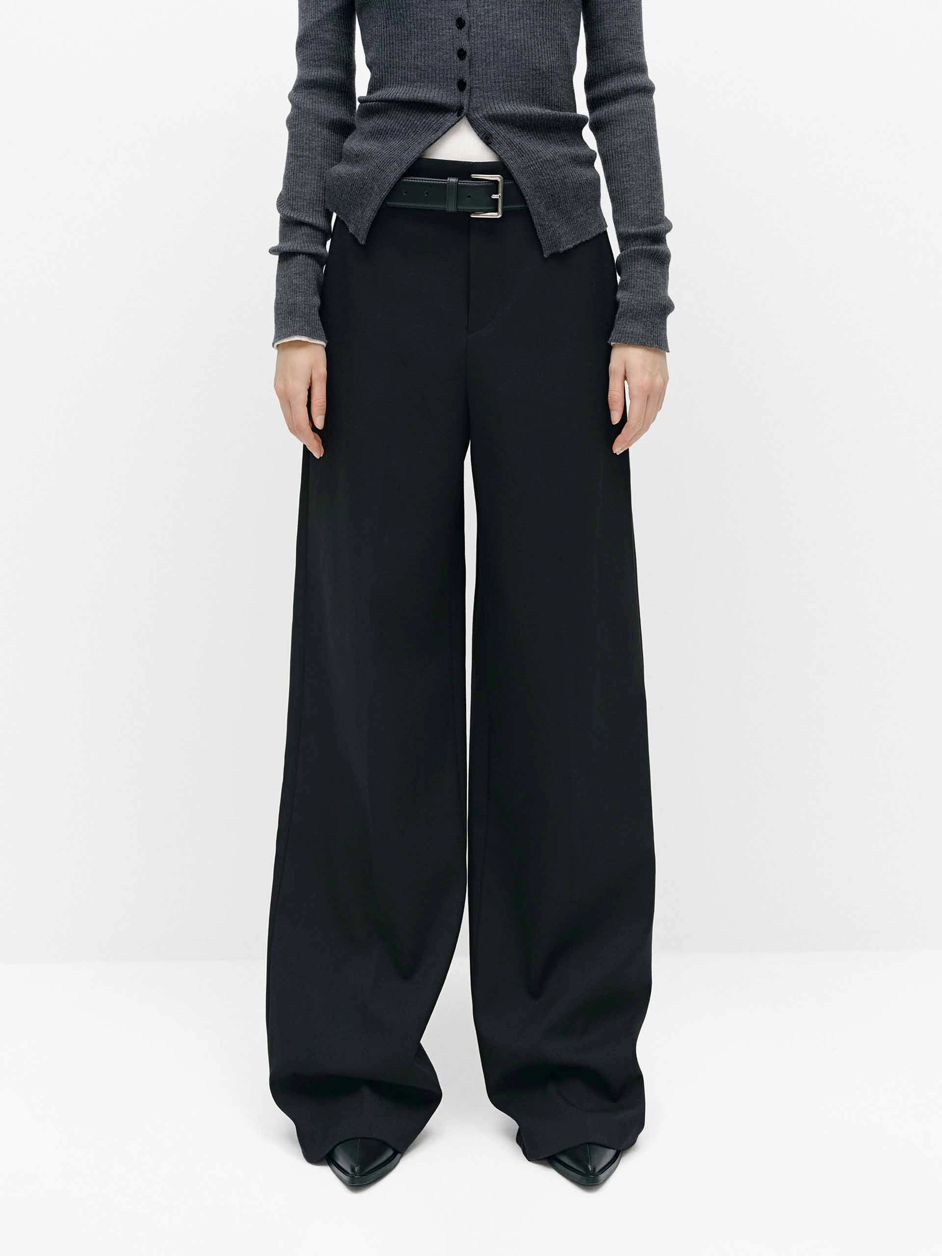 Flared bottom OdorResistantTreatment Relaxed Wool Blend Pants