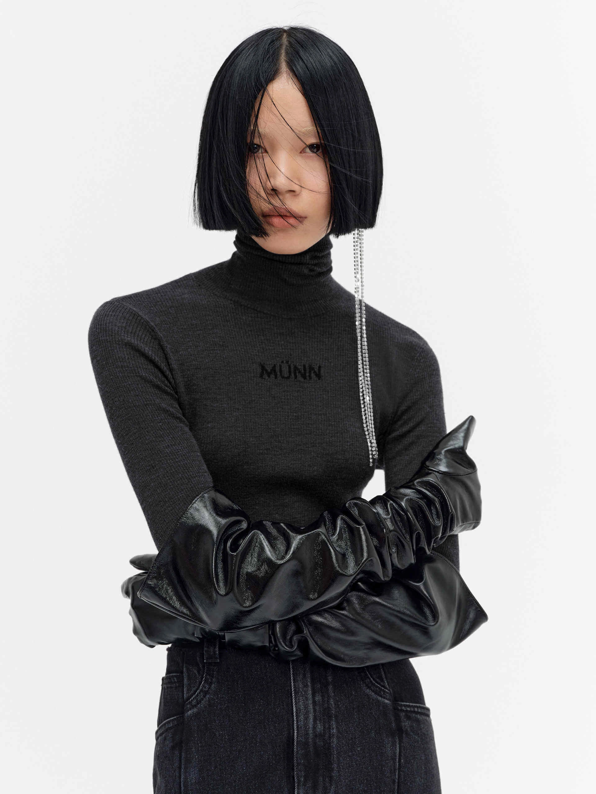 Ultra Soft Texture Merino Wool Turtleneck Top